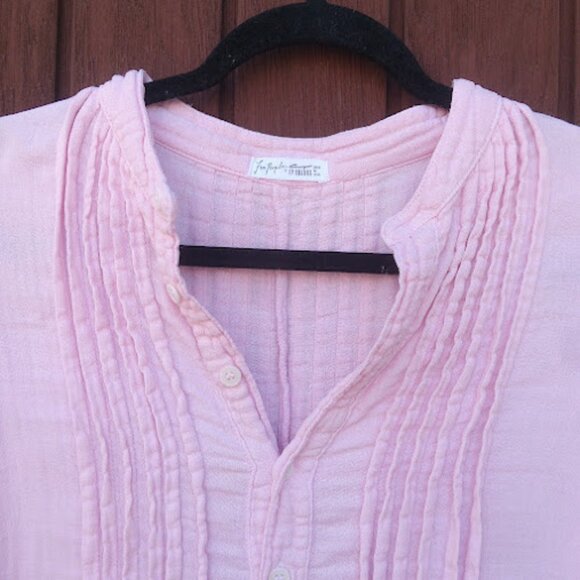 FREE PEOPLE x CP SHADES | Pastel Pink Yoko Tunic Dress Cotton Gauze Oversized XS - Picture 6 of 14